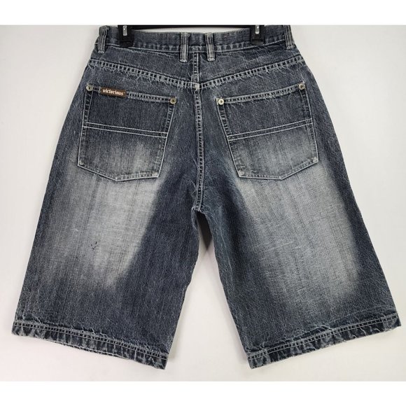VICTORIOUS Other - Victorious Urban Couture Shorts Mens 34 Blue Denim Painted Distressed Streetwear